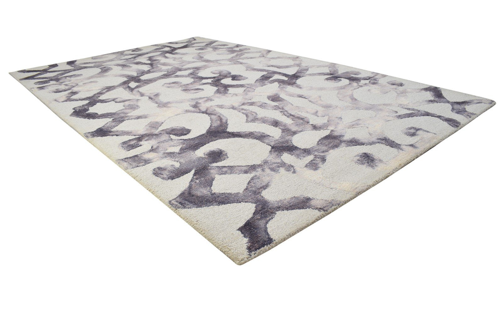 Aile Charcoal Wool Rug 5' X 8' Modern Hand Tufted Indian Abstract   7864269865109