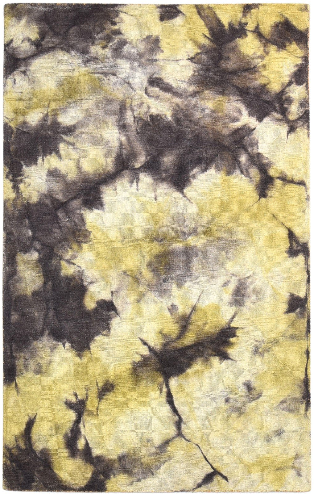 Morganica Charcoal Wool Rug 5' X 8' Modern Hand Tufted Shibori Tie Dye   7865199165589