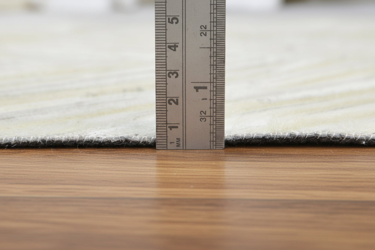 Chevron Handmade Patchwork Leather Ivory Rug - Modern Striped Cowhide Leather Rug   9065142812821