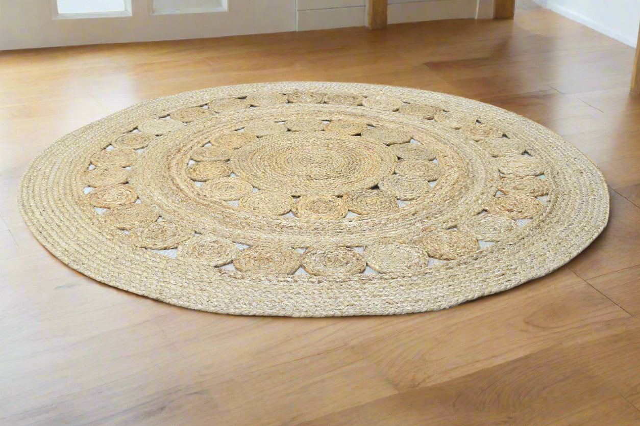 Cielo Round Jute Rug – Braided Natural Handmde Rug   8804142678165