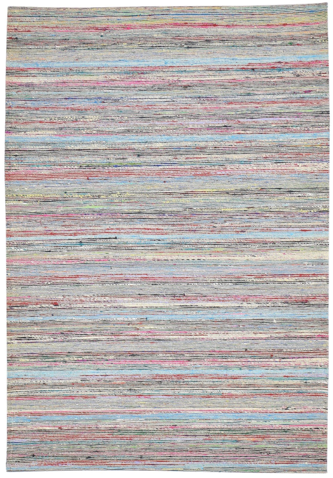 Color Wool / Silk Rug 5X7 Modern Jacquard Loom Bohemian Striped Room Size   7864179032213