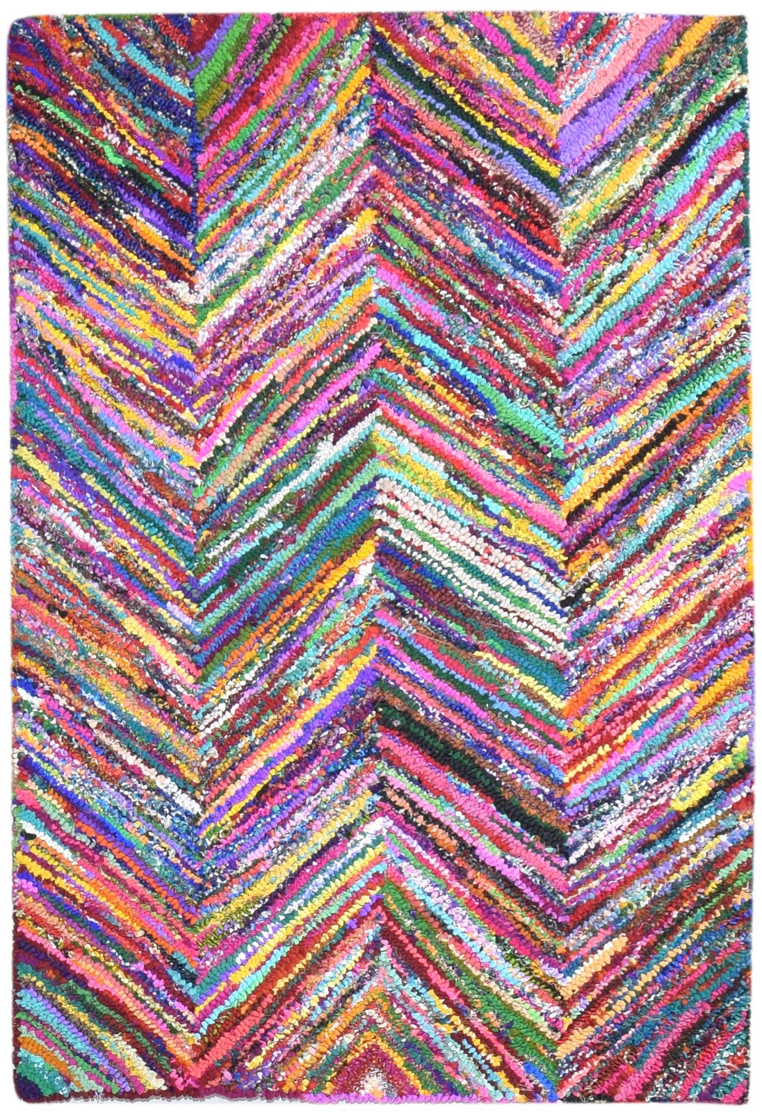 Colorful Cotton Polyester Rug 4X6 Modern Hand Tufted Bohemian Chevron Room Size   7865132122261