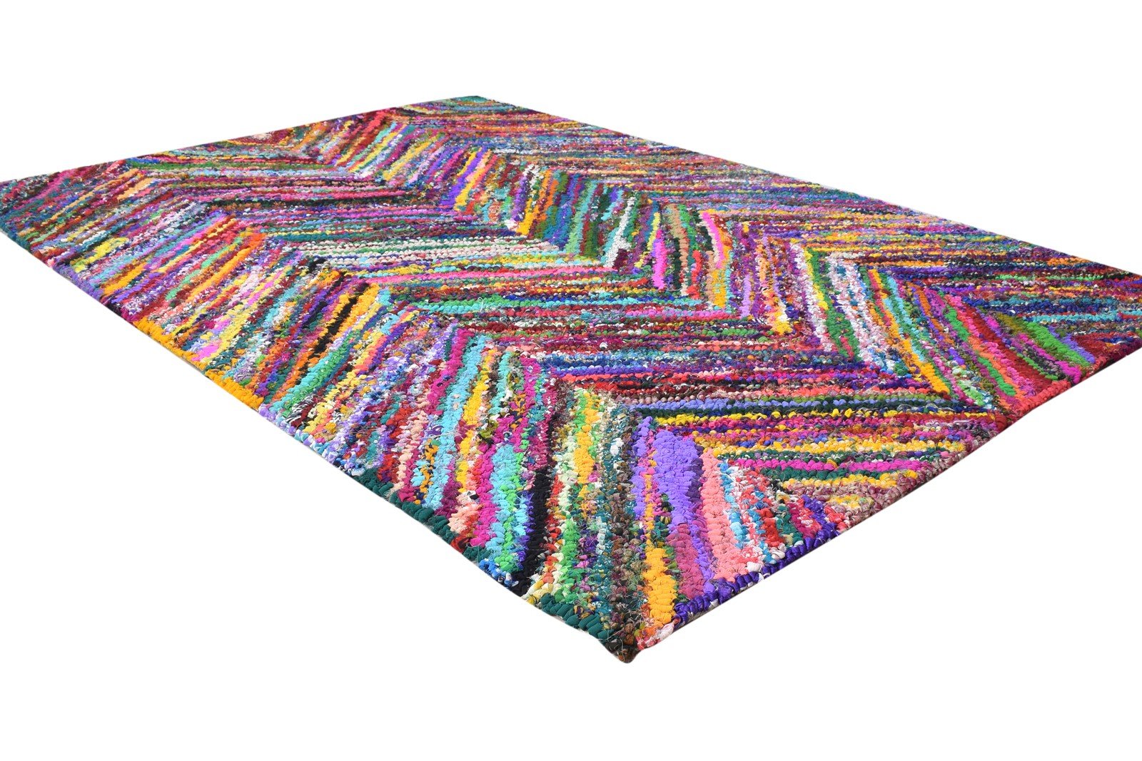Jennilee Colorful Cotton Polyester Rug 4X6 Modern Hand Tufted Bohemian Chevron   7865132122261