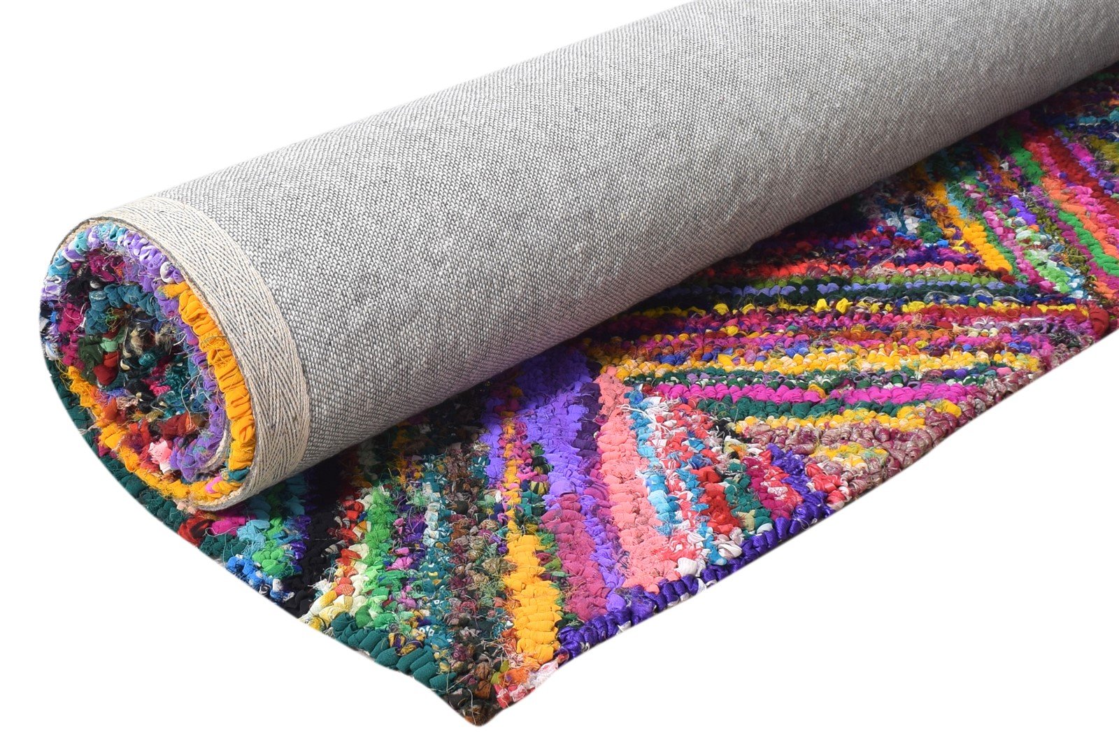 Jennilee Colorful Cotton Polyester Rug 4X6 Modern Hand Tufted Bohemian Chevron   7865132122261