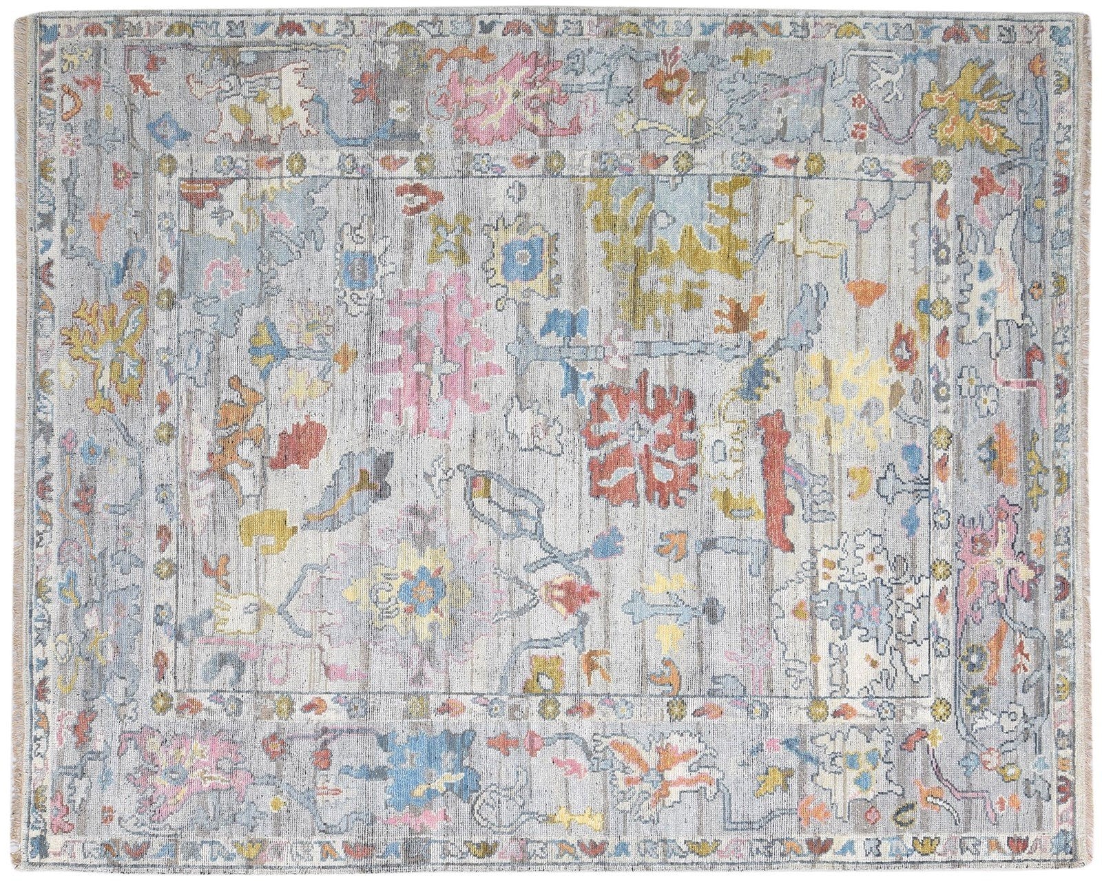 Colorful Modern Multicolor Oushak Rug Grey Wool Persian hand knotted Rug large Area Rug   8613893701781
