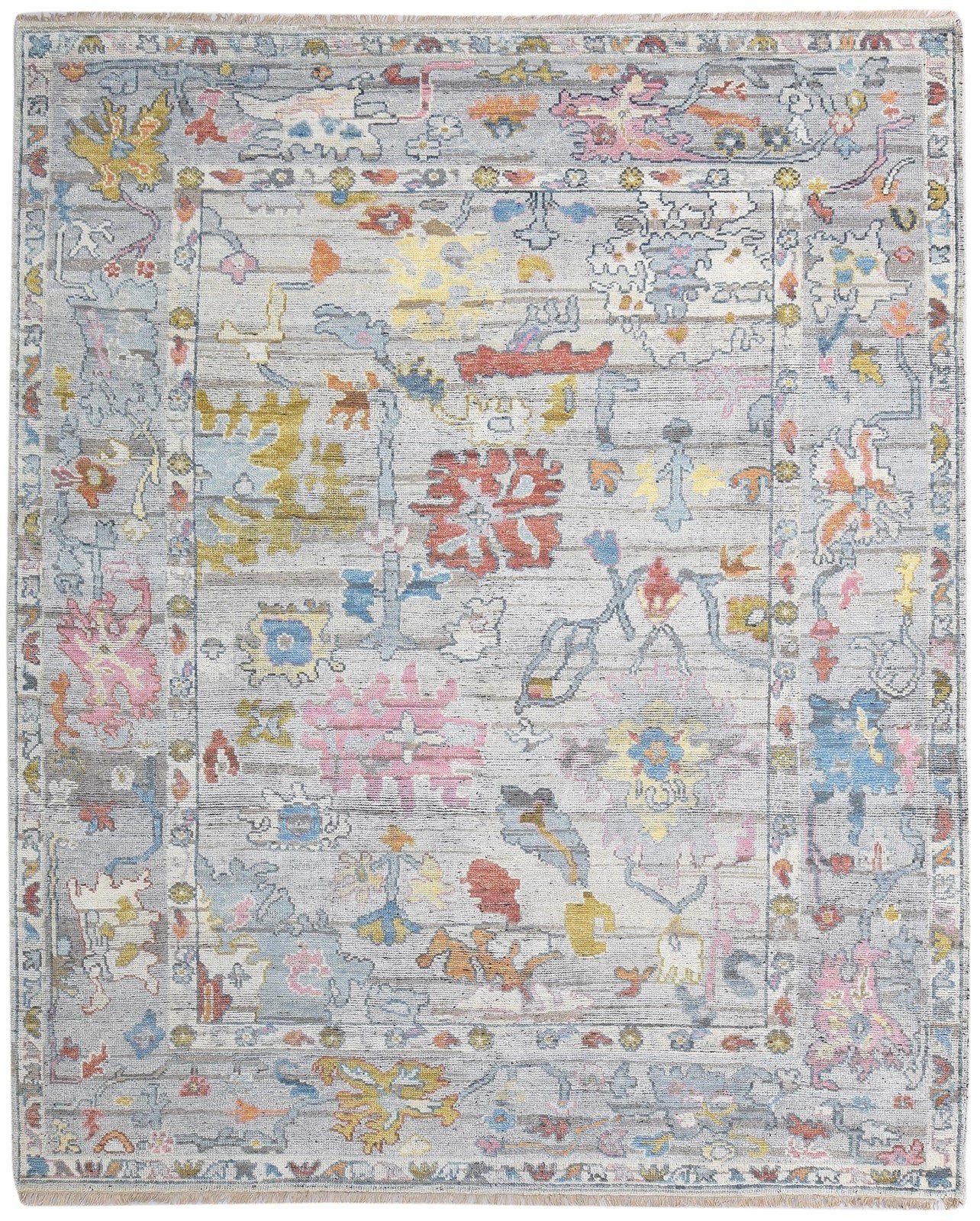 Colorful Modern Multicolor Oushak Rug Grey Wool Persian hand knotted Rug large Area Rug   8613893701781
