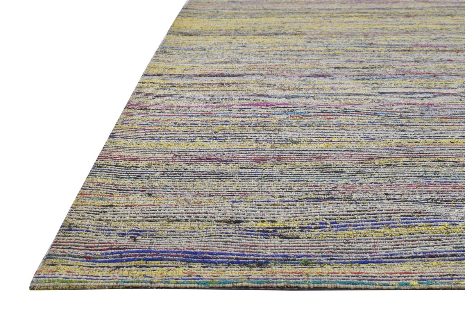 Colorful Wool / Silk Rug 5X7 Modern Jacquard Loom Bohemian Striped Room Size   7864177524885