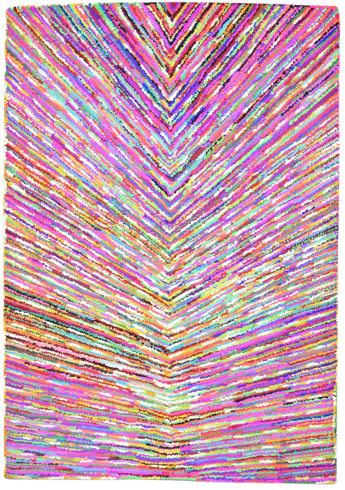 Cotton Polyester Multi Color Rug 5X7 Modern Hand Woven Bohemian Chevron Rug   7864334876821