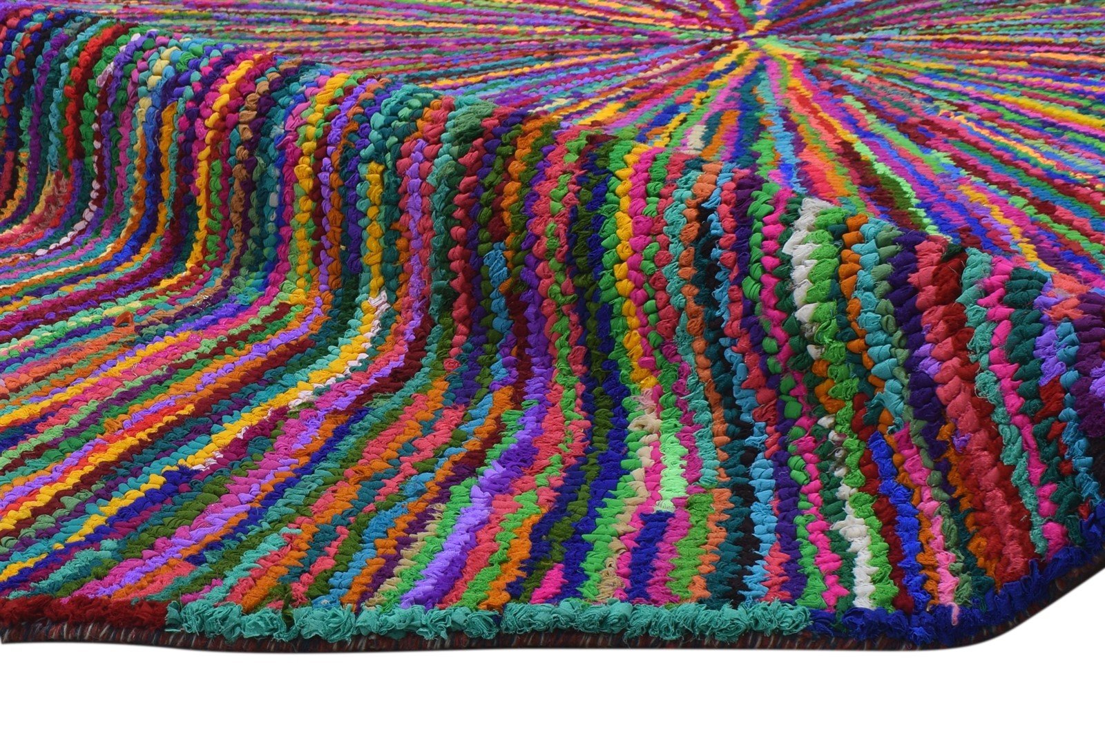 Cotton Polyester Multi Color Rug 5X8 Modern Hand Woven Bohemian Abstract Rug   7864338055317
