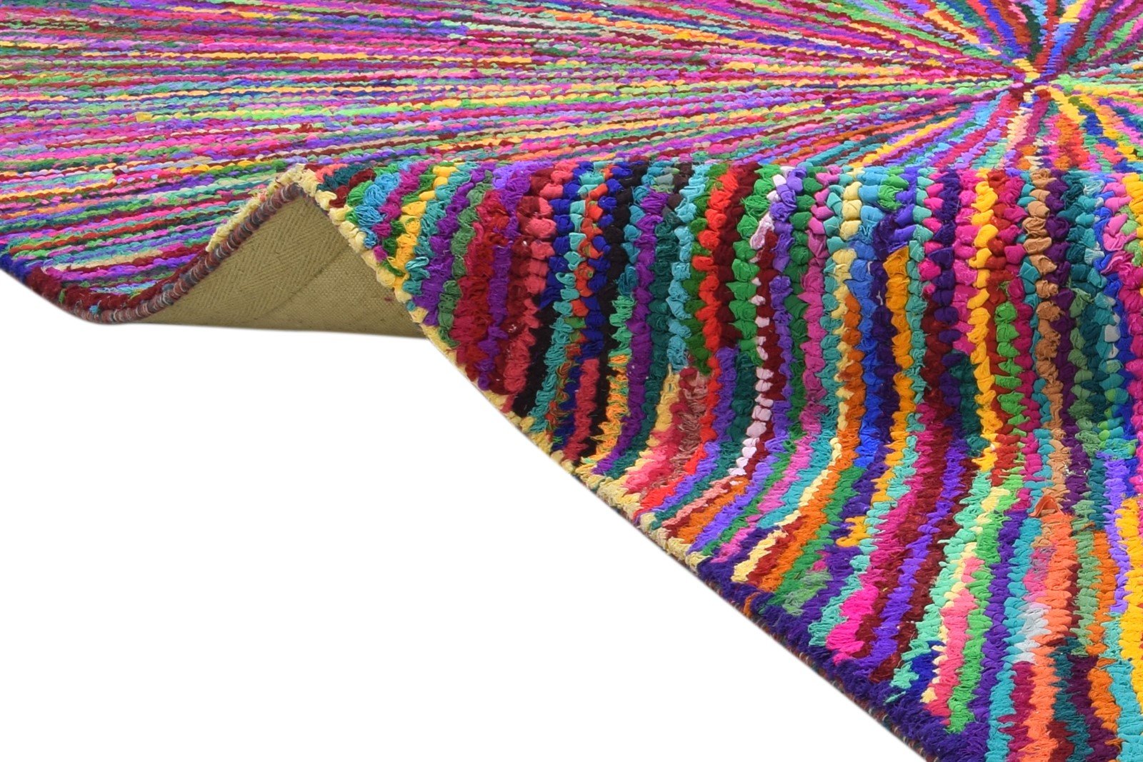 Cotton Polyester Multi Color Rug 5X8 Modern Hand Woven Bohemian Abstract Rug   7864338055317