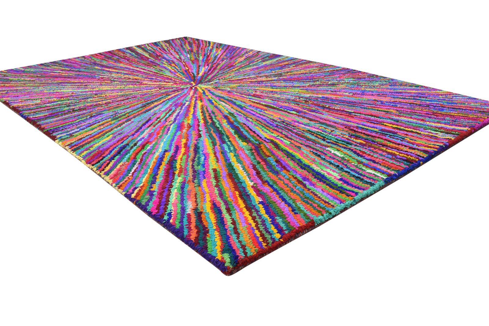 Cotton Polyester Multi Color Rug 5X8 Modern Hand Woven Bohemian Abstract Rug   7864338055317