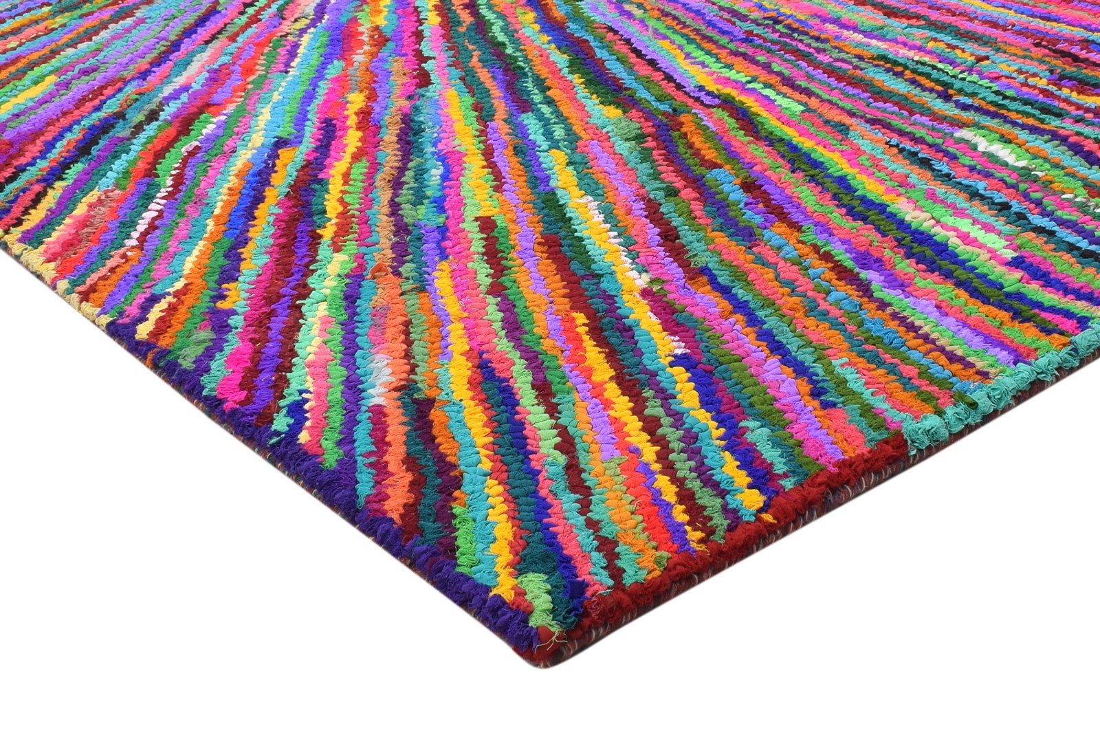 Cotton Polyester Multi Color Rug 5X8 Modern Hand Woven Bohemian Abstract Rug   7864338055317