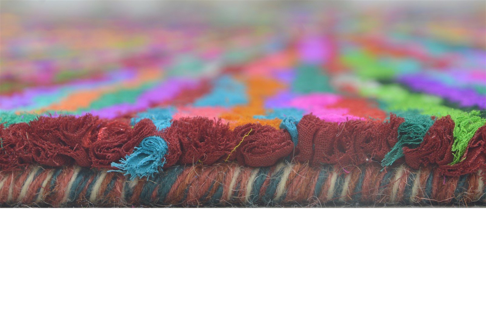 Cotton Polyester Multi Color Rug 5X8 Modern Hand Woven Bohemian Abstract Rug   7864338055317