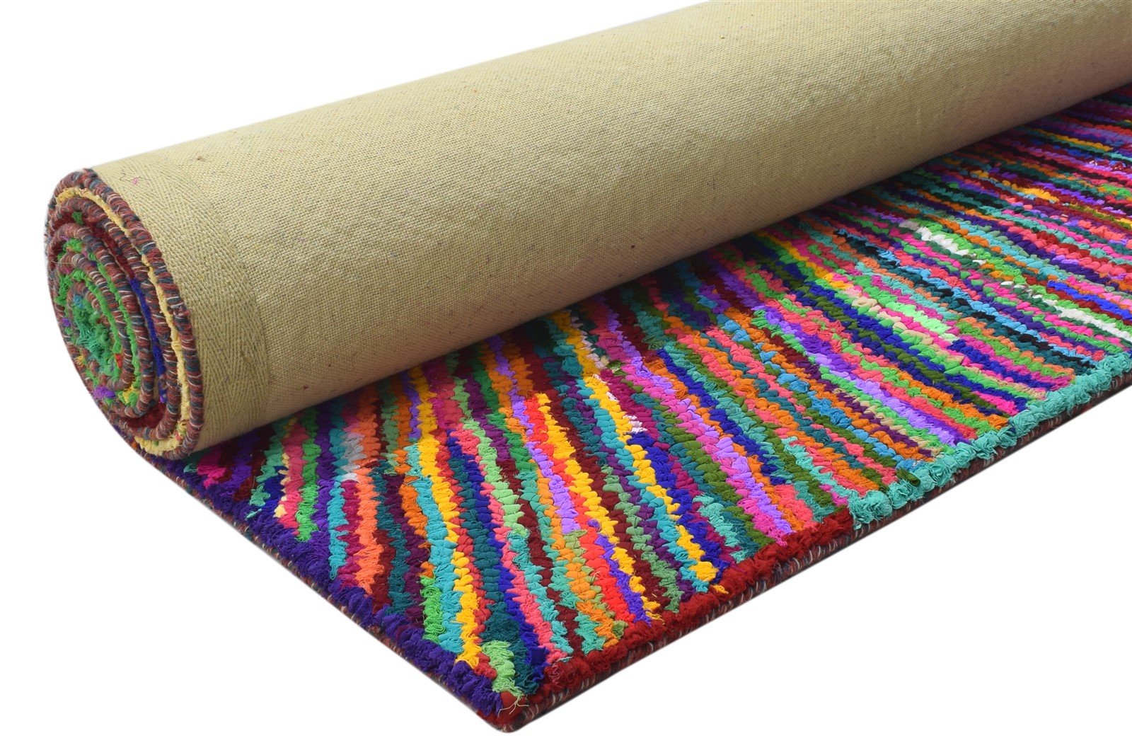 Cotton Polyester Multi Color Rug 5X8 Modern Hand Woven Bohemian Abstract Rug   7864338055317