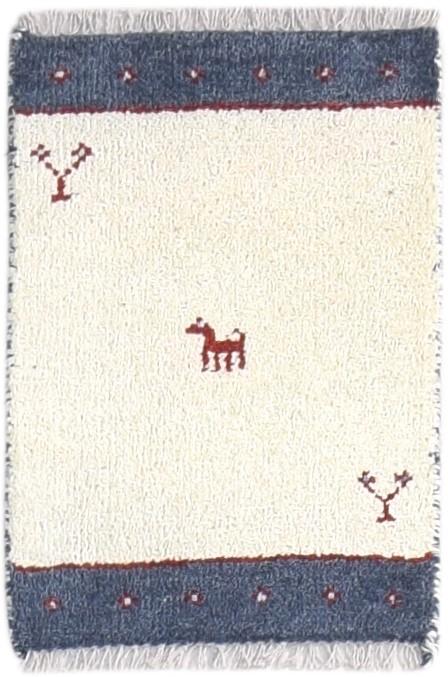 Cream Wool Rug 1' X 2' Persian Hand Knotted Southwestern Tribal Small Carpet   7865184977045