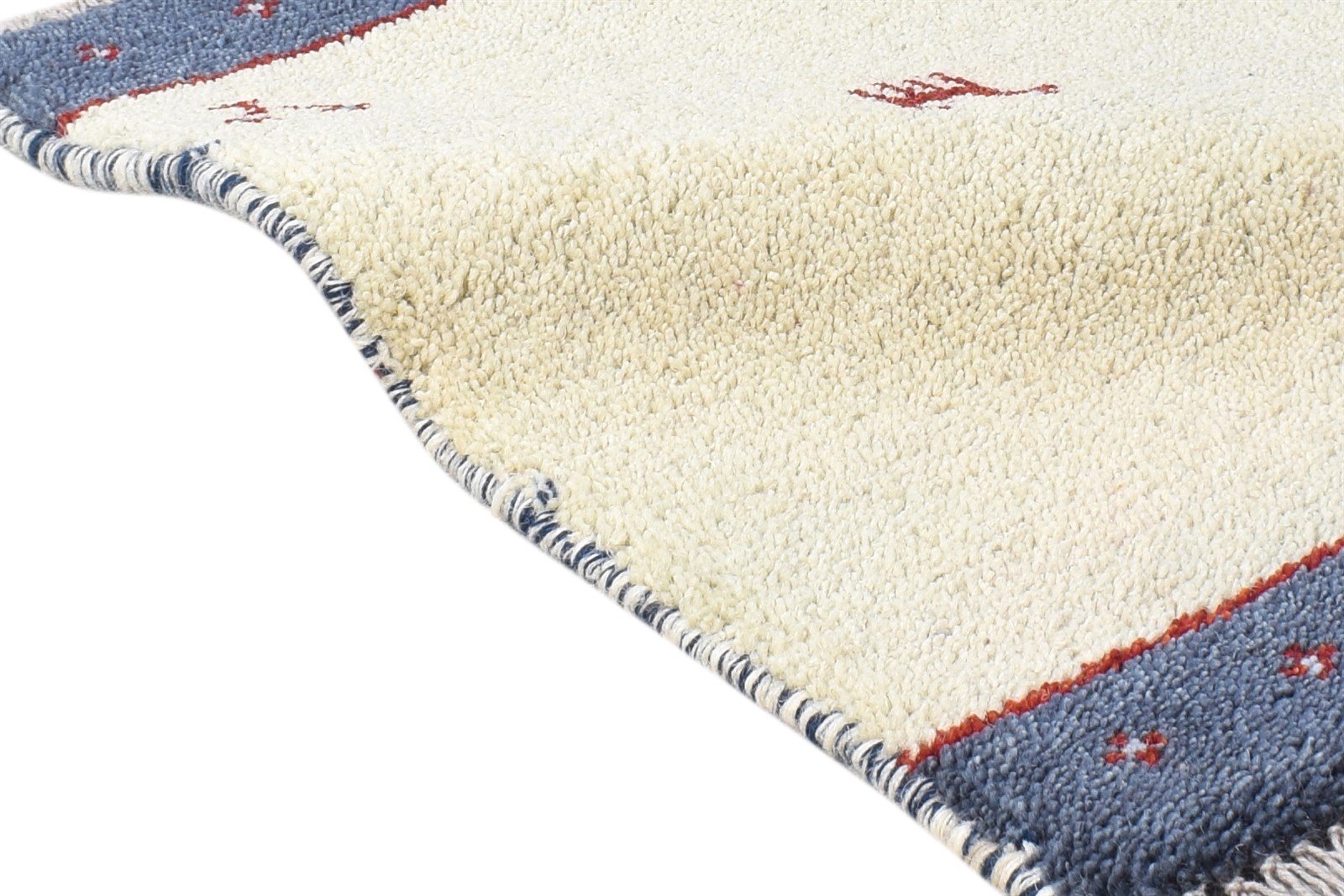 Cream Wool Rug 1' X 2' Persian Hand Knotted Southwestern Tribal Small Carpet   7865184977045