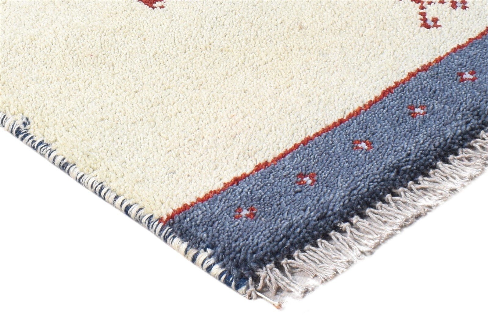 Cream Wool Rug 1' X 2' Persian Hand Knotted Southwestern Tribal Small Carpet   7865184977045
