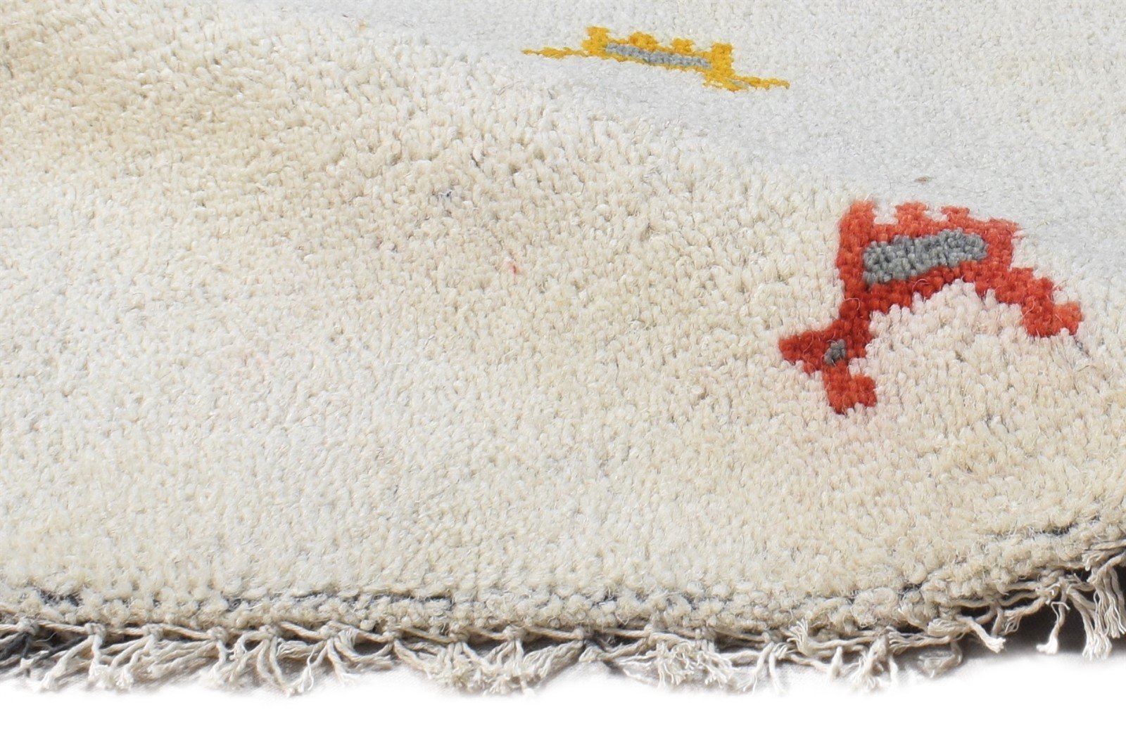 Cream Wool Rug 1' X 2' Southwestern Hand Knotted American Tribal Small Carpet   7865085755541