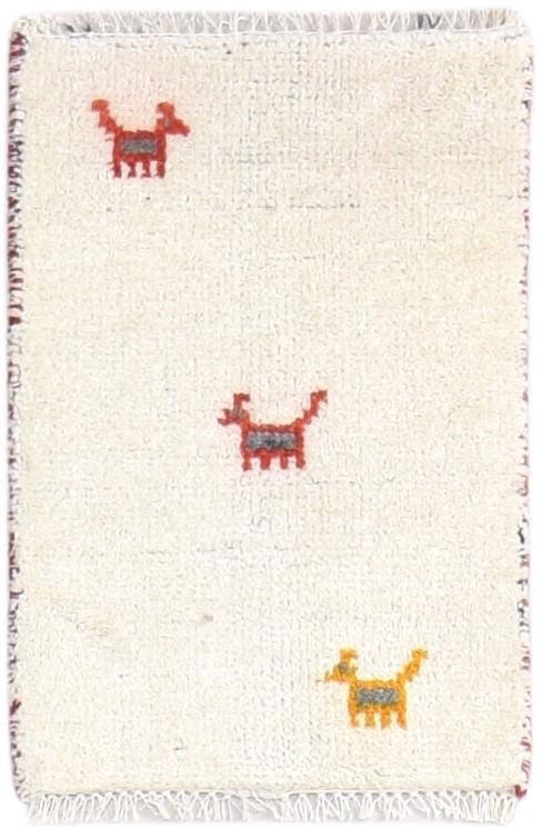 Cream Wool Rug 1' X 2' Southwestern Hand Knotted Gabbeh Tribal Small Carpet   7865100238997