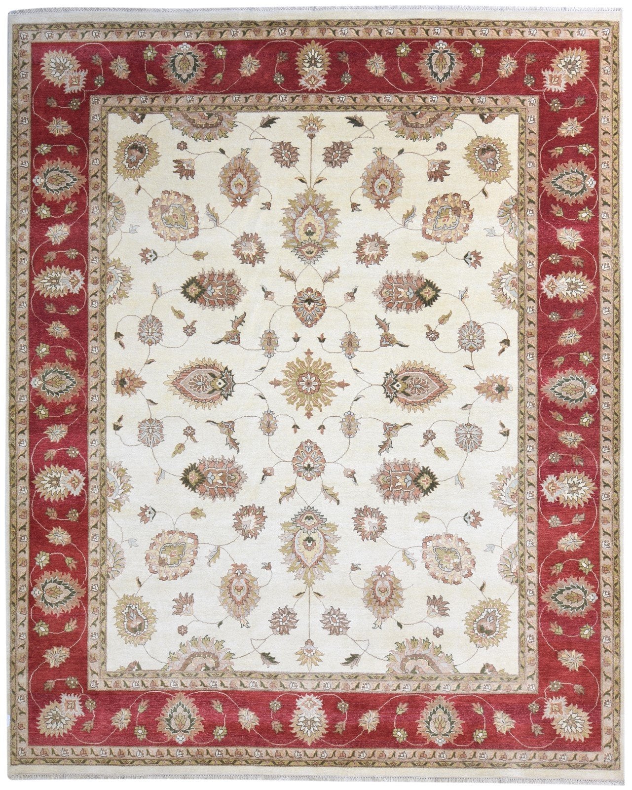 Cream Wool Rug 10' X 12' Persian Hand Knotted Kashan Oriental Extra Large Carpet   7864617336981