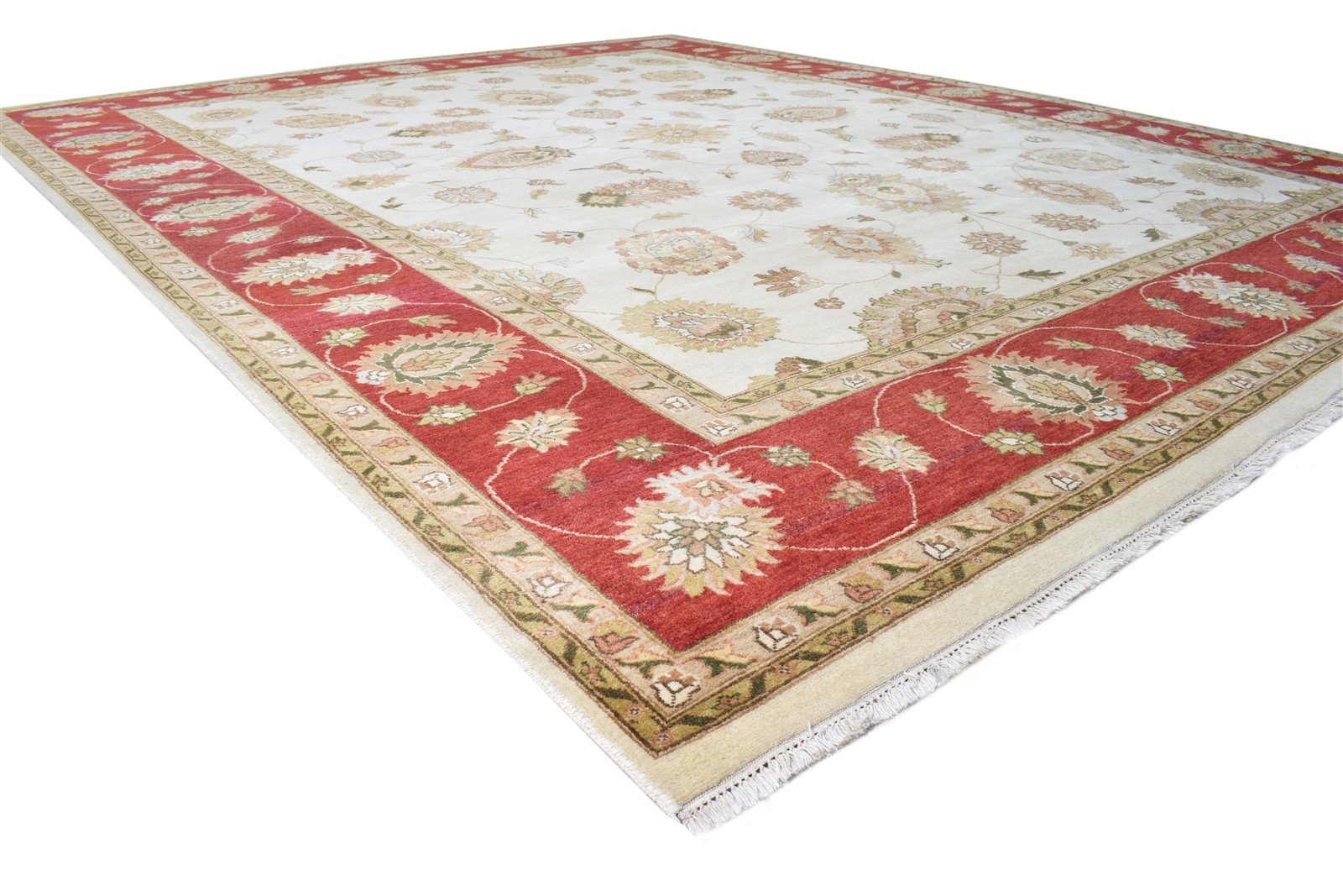 Cream Wool Rug 10' X 12' Persian Hand Knotted Kashan Oriental Extra Large Carpet   7864617336981