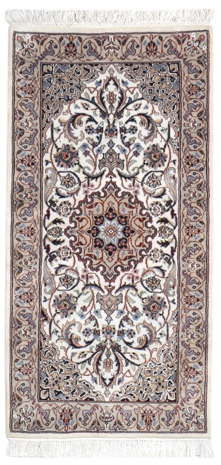 Cream Wool Rug 2'6 X 5' Persian Hand Knotted Nain Oriental Small Carpet   7864678711445