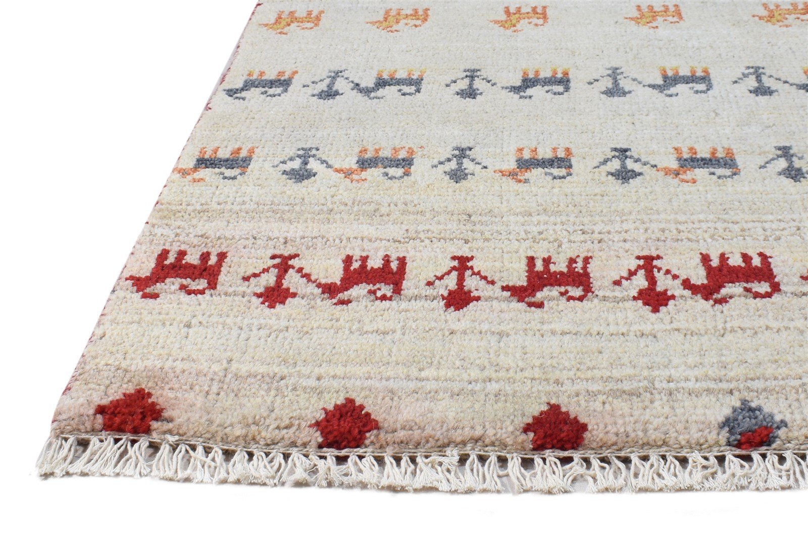 Cream Wool Rug 2' X 3' Southwestern Hand Knotted American Tribal Small Carpet   7865064128661