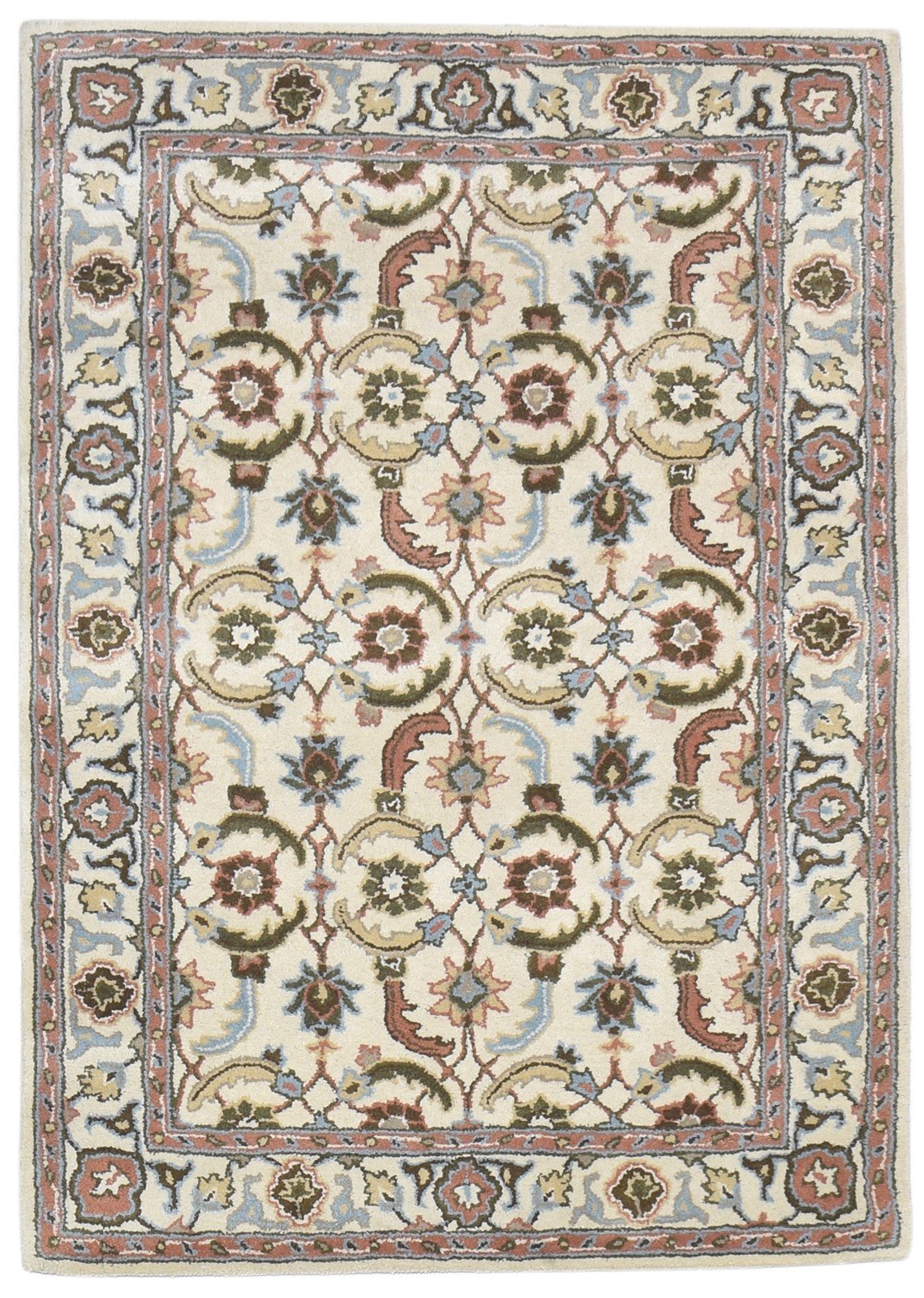 Cream Wool Rug 4' X 6' Persian Hand Tufted Kashan Oriental Room Size Carpet   7864338907285