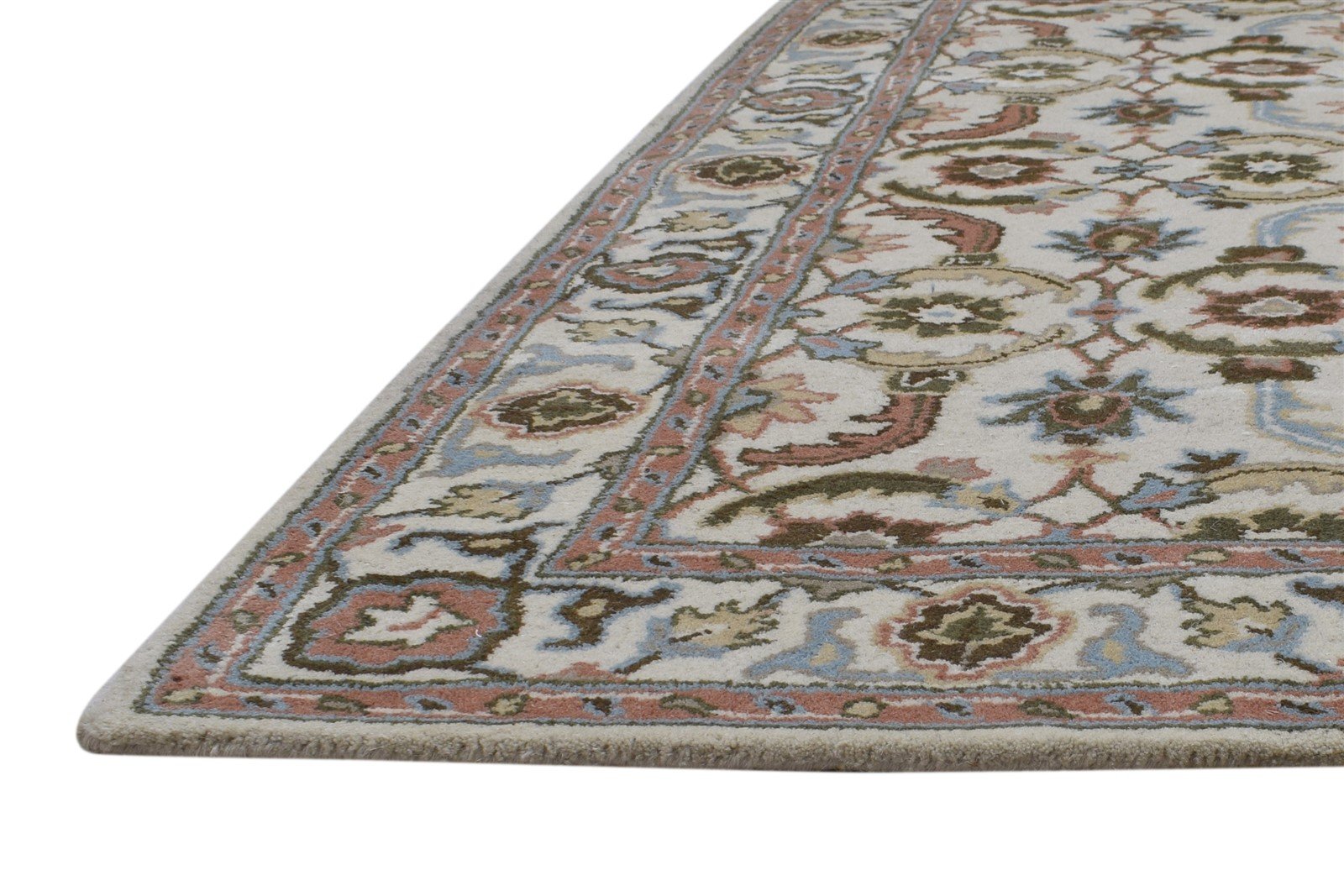 Cream Wool Rug 4' X 6' Persian Hand Tufted Kashan Oriental Room Size Carpet   7864338907285
