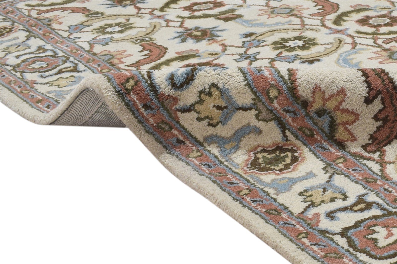 Cream Wool Rug 4' X 6' Persian Hand Tufted Kashan Oriental Room Size Carpet   7864338907285