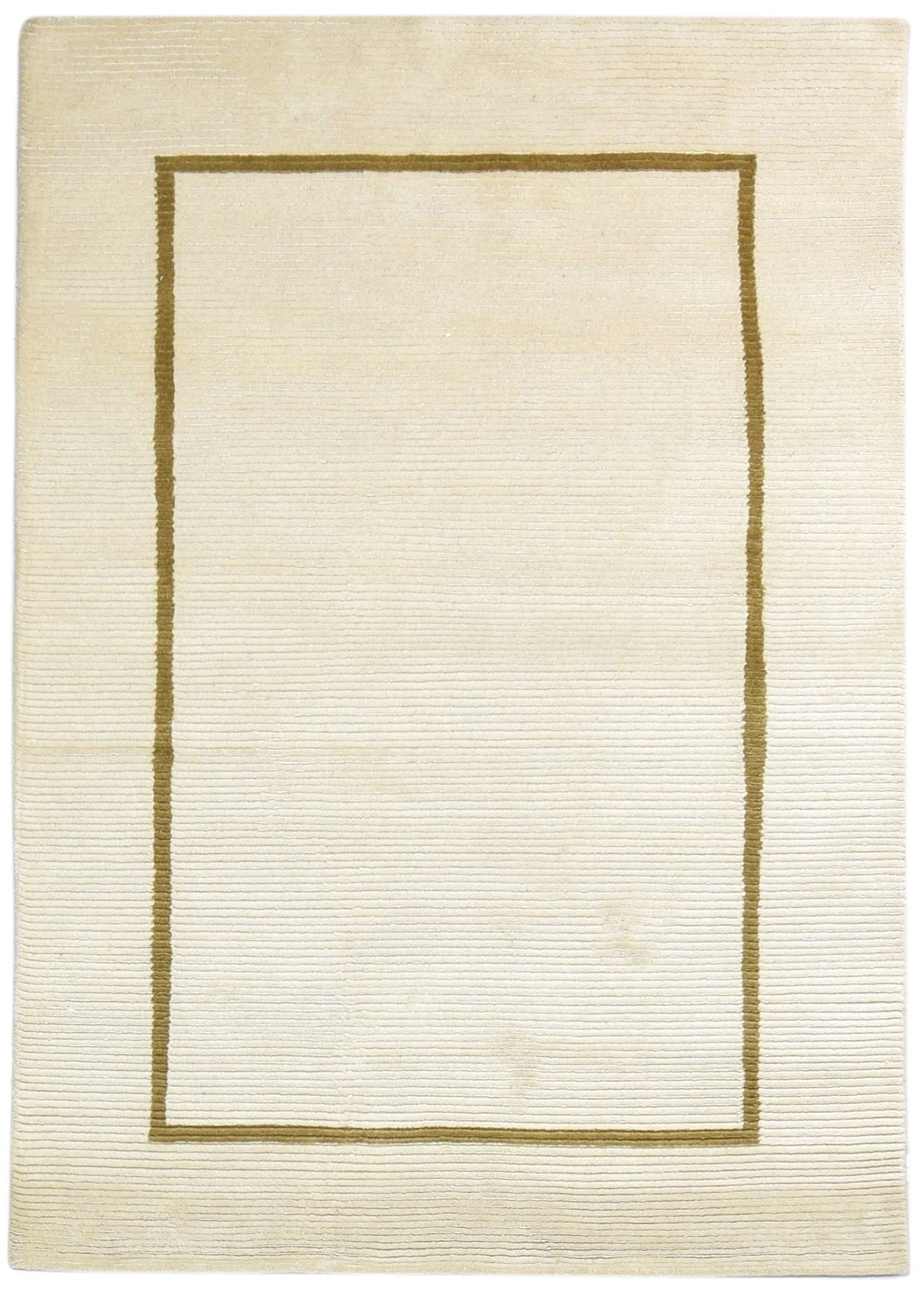 Cream Wool Rug 4X6 Modern Hand Knotted Scandinavian Bordered Room Size Carpet   7865107579029