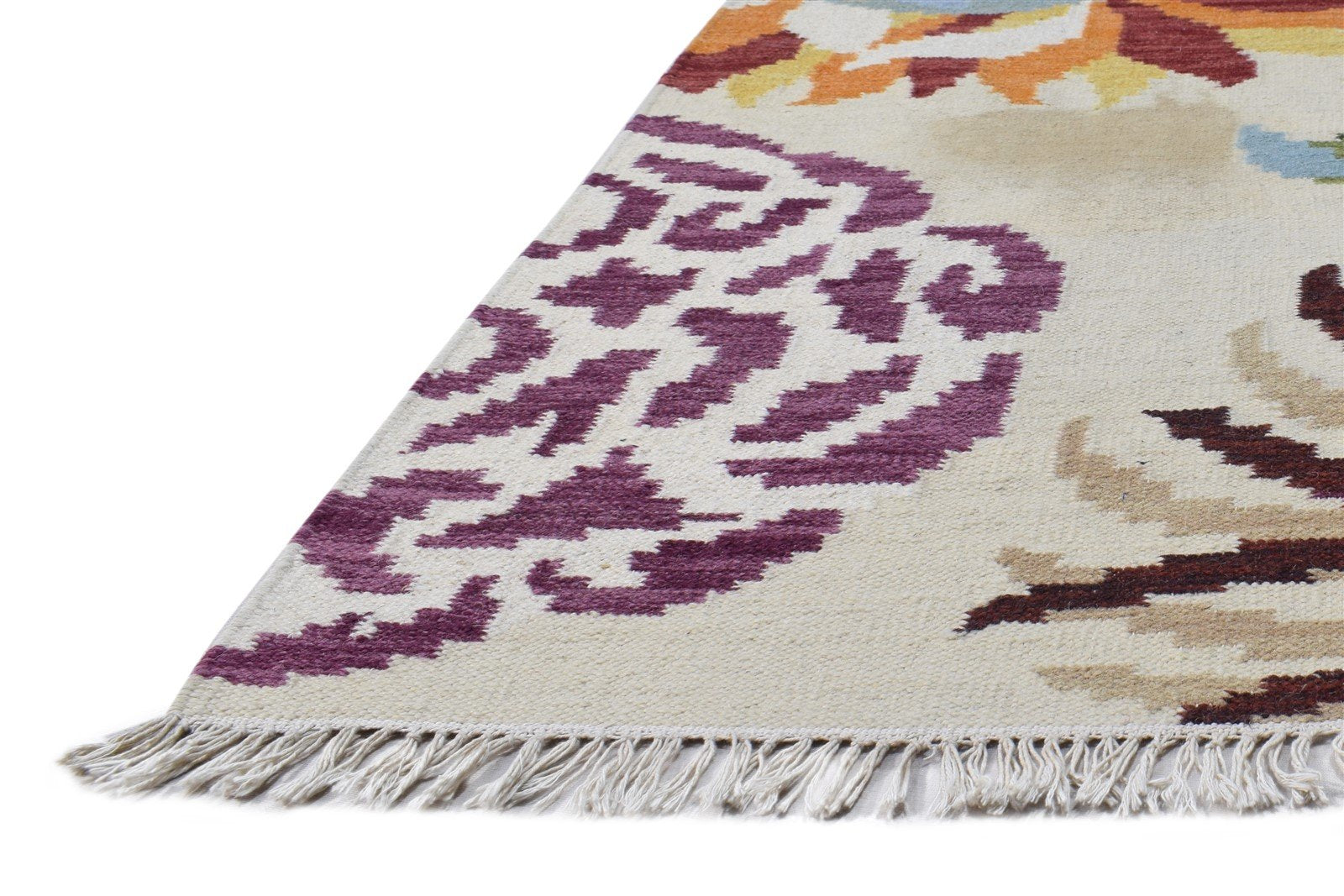 Cream Wool Rug 5' X 7' Modern Dhurrie French Floral Room Size Carpet   7865079857301