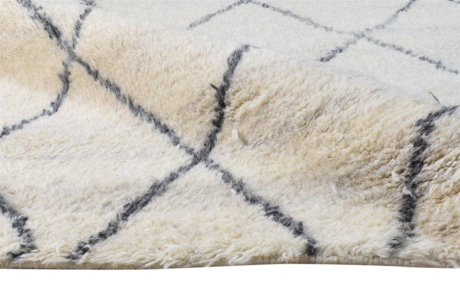 Cream Wool Rug 5' X 7' Modern Hand Knotted Moroccan Modern Room Size Carpet   7865140019349
