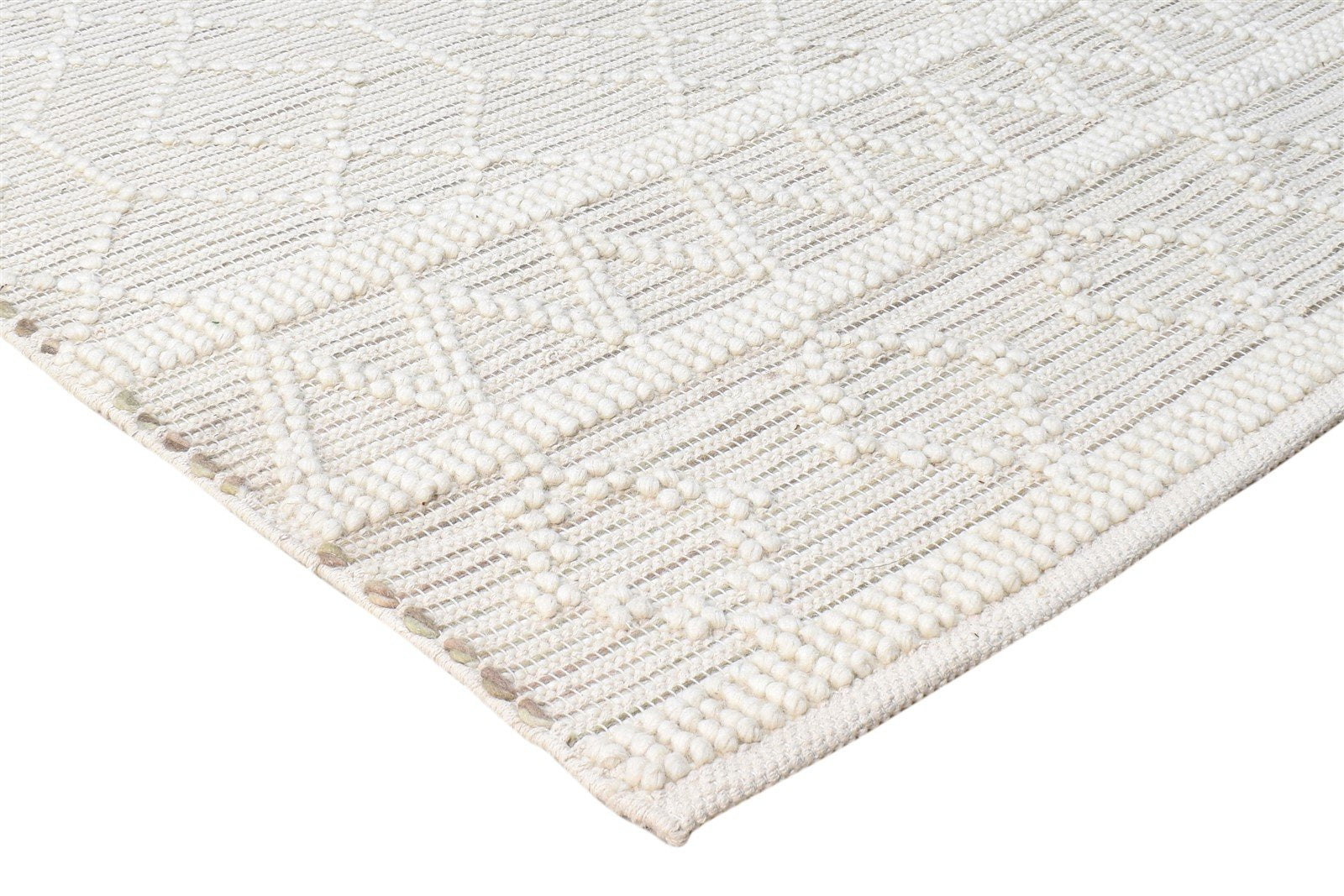 Cream Wool Rug 5' X 8' Modern Hand Woven Scandinavian Nordic Room Size Carpet   7865075335317