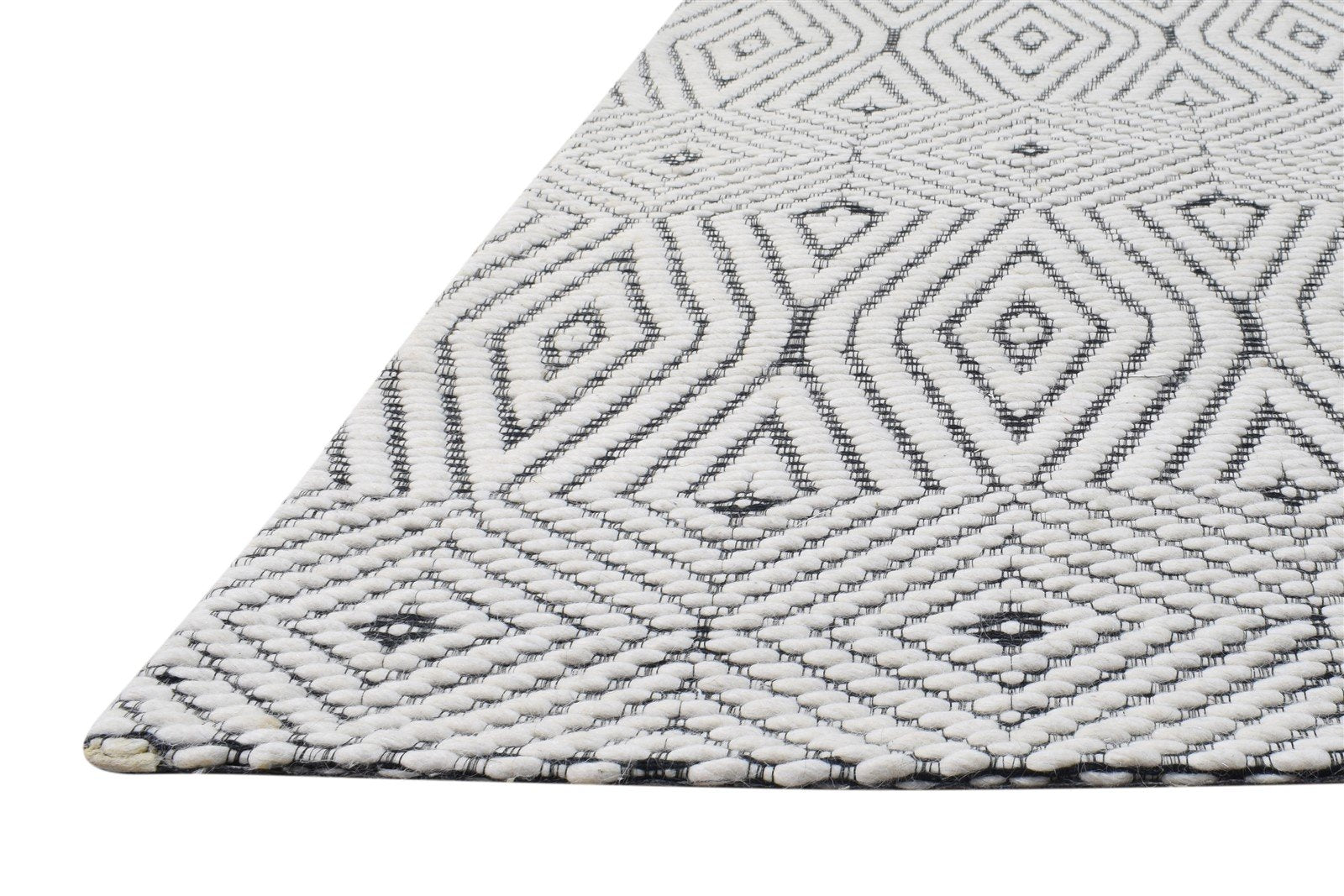 Cream Wool Rug 5' X 8' Modern Jacquard Loom Scandinavian Nordic Room Size Carpet   7864586076309