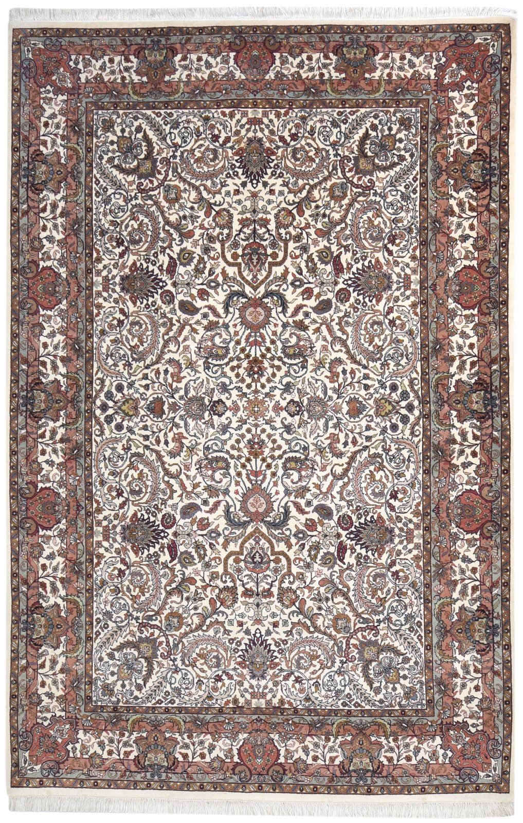 Cream Wool Rug 7' X 10' Persian Hand Knotted Kashan Oriental Large Carpet   7864657772693