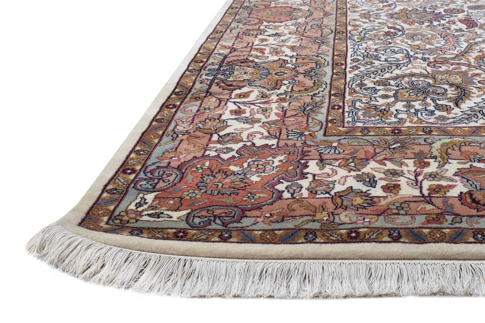 Cream Wool Rug 7' X 10' Persian Hand Knotted Kashan Oriental Large Carpet   7864657772693