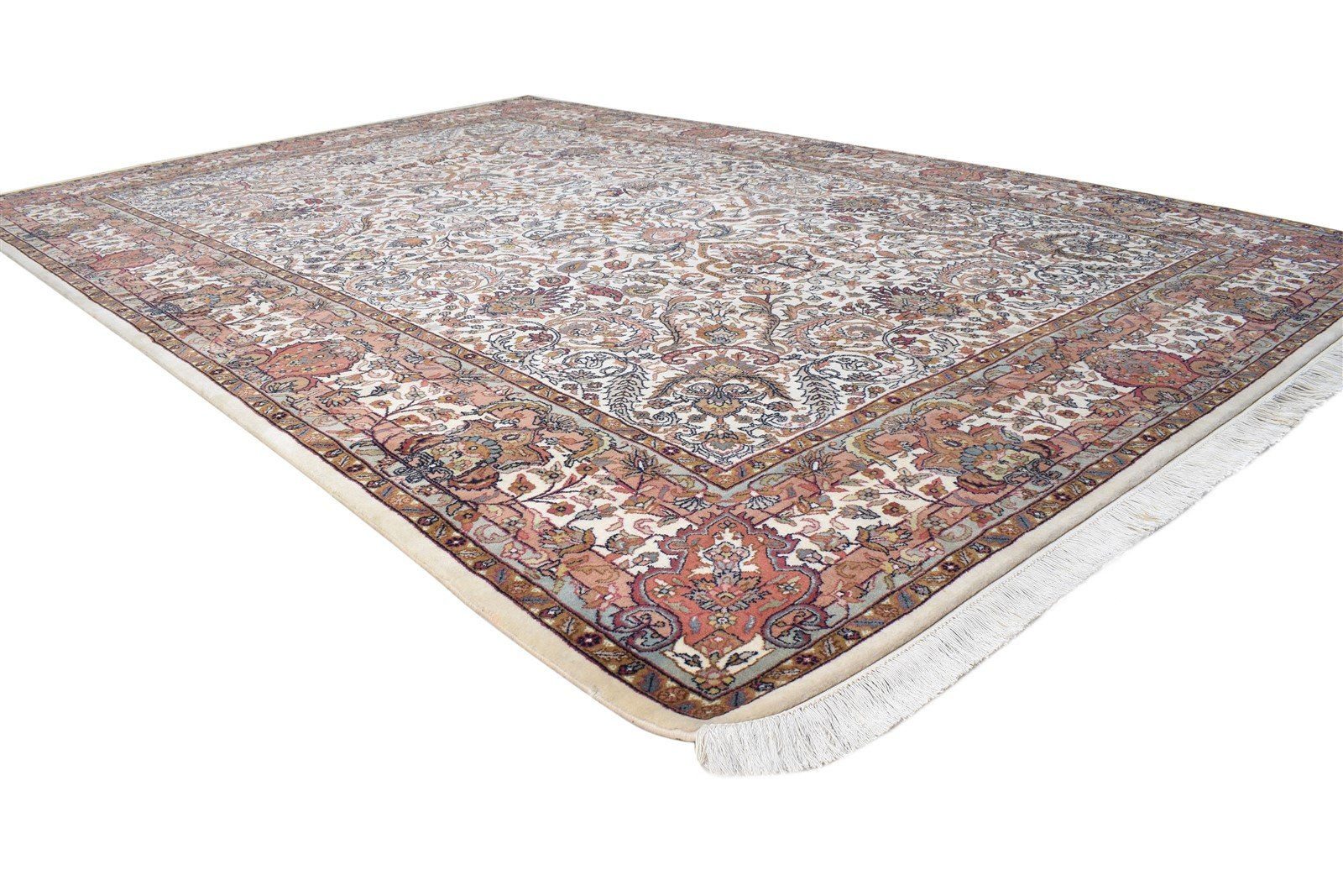 Cream Wool Rug 7' X 10' Persian Hand Knotted Kashan Oriental Large Carpet   7864657772693