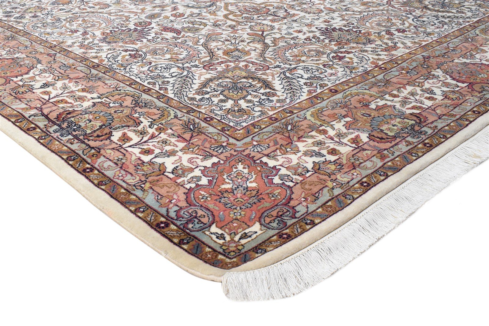 Cream Wool Rug 7' X 10' Persian Hand Knotted Kashan Oriental Large Carpet   7864657772693
