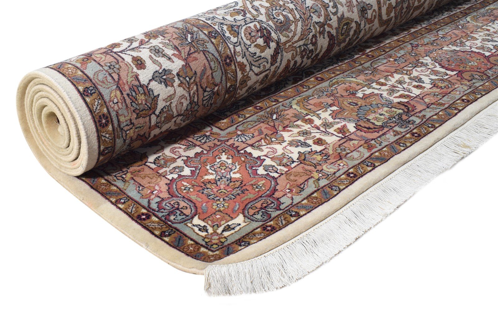 Cream Wool Rug 7' X 10' Persian Hand Knotted Kashan Oriental Large Carpet   7864657772693