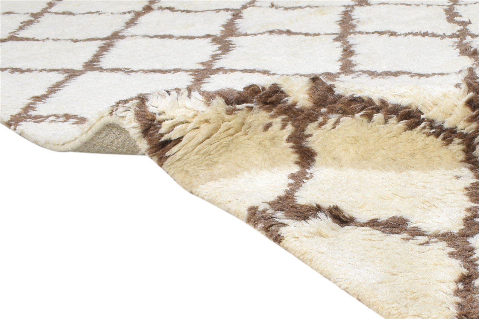 Cream Wool Rug 8' X 10' Modern Hand Knotted Moroccan Tribal Large Carpet   7864780914837