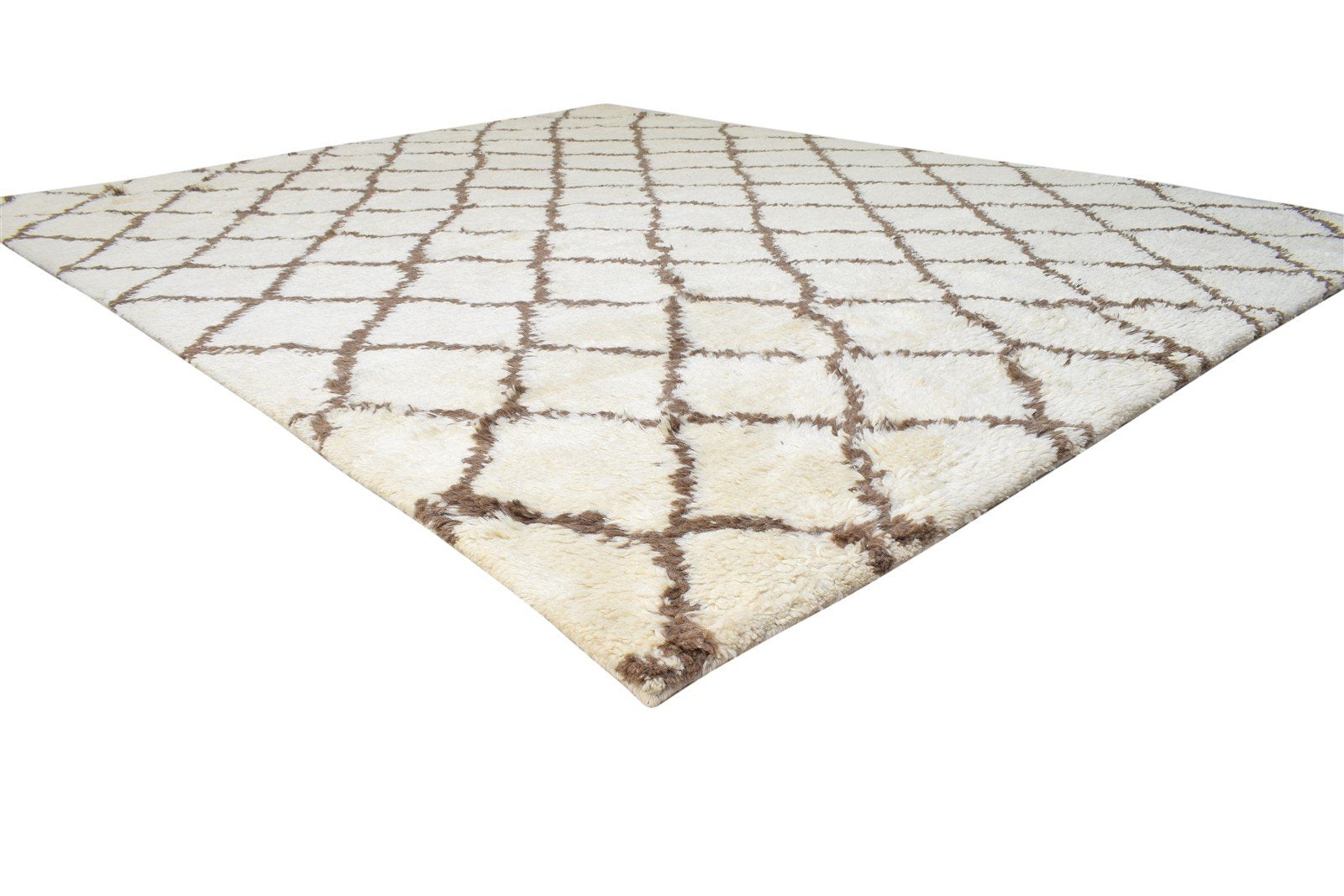 Cream Wool Rug 8' X 10' Modern Hand Knotted Moroccan Tribal Large Carpet   7864780914837