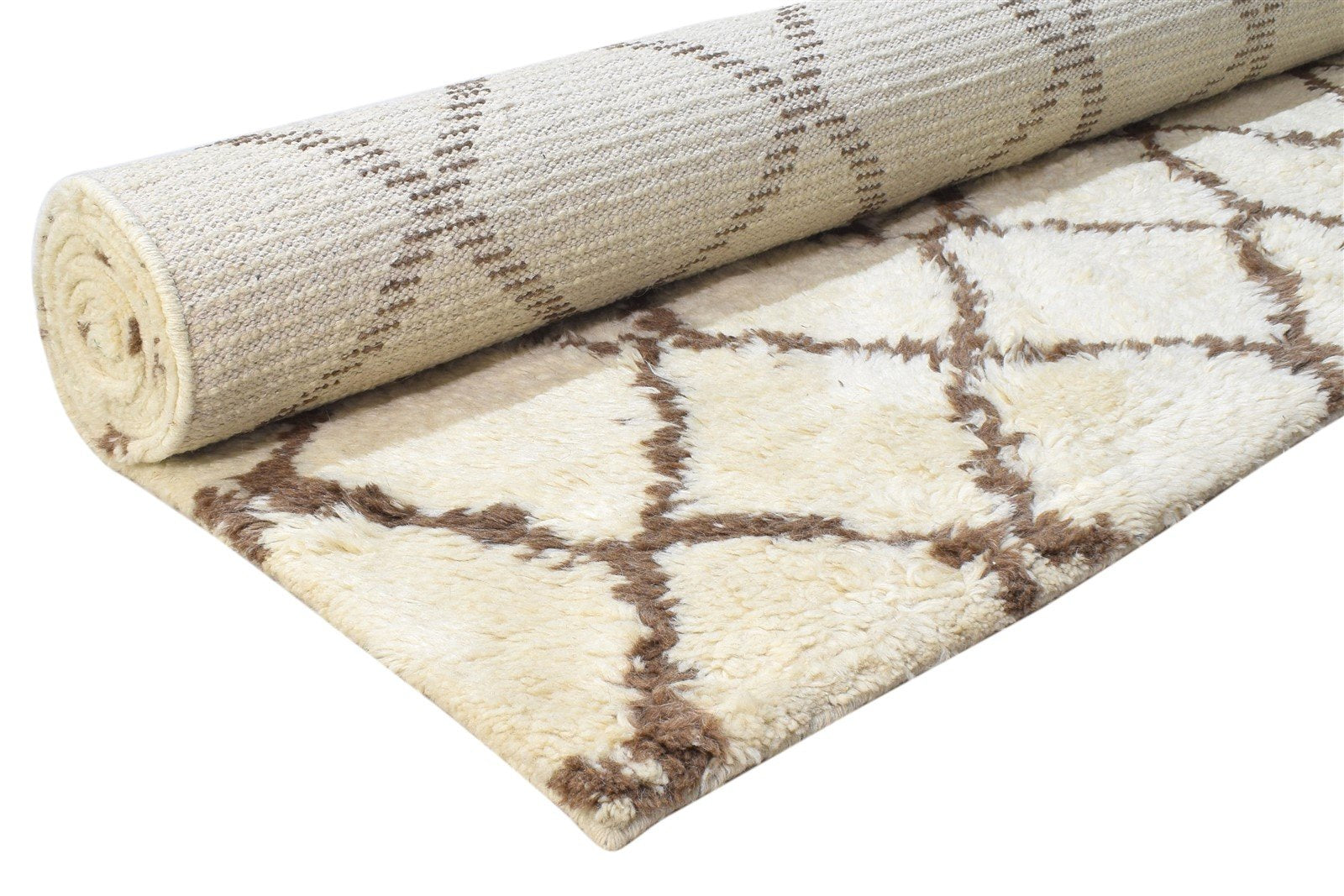 Cream Wool Rug 8' X 10' Modern Hand Knotted Moroccan Tribal Large Carpet   7864780914837