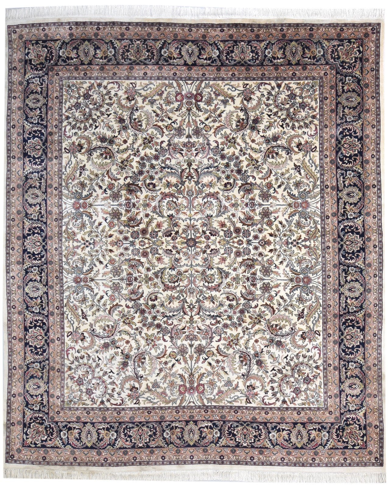 Cream Wool Rug 8' X 10' Persian Hand Knotted Kashan Oriental Large Carpet   7864634998933