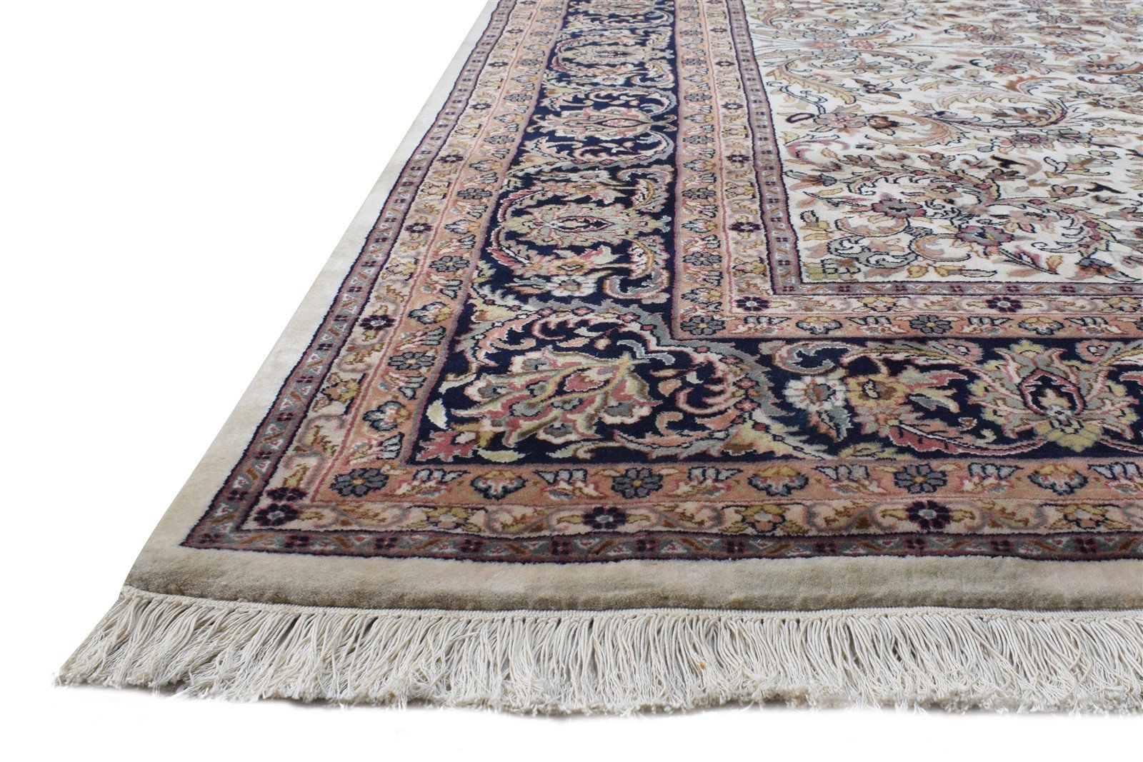 Cream Wool Rug 8' X 10' Persian Hand Knotted Kashan Oriental Large Carpet   7864634998933
