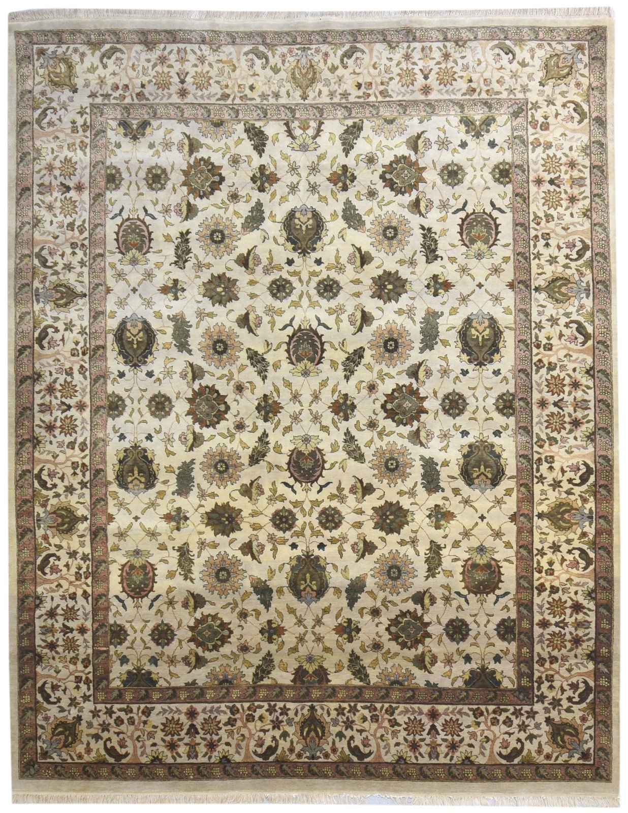 Cream Wool Rug 8' X 10' Persian Hand Knotted Kashan Oriental Large Carpet   7864651251861