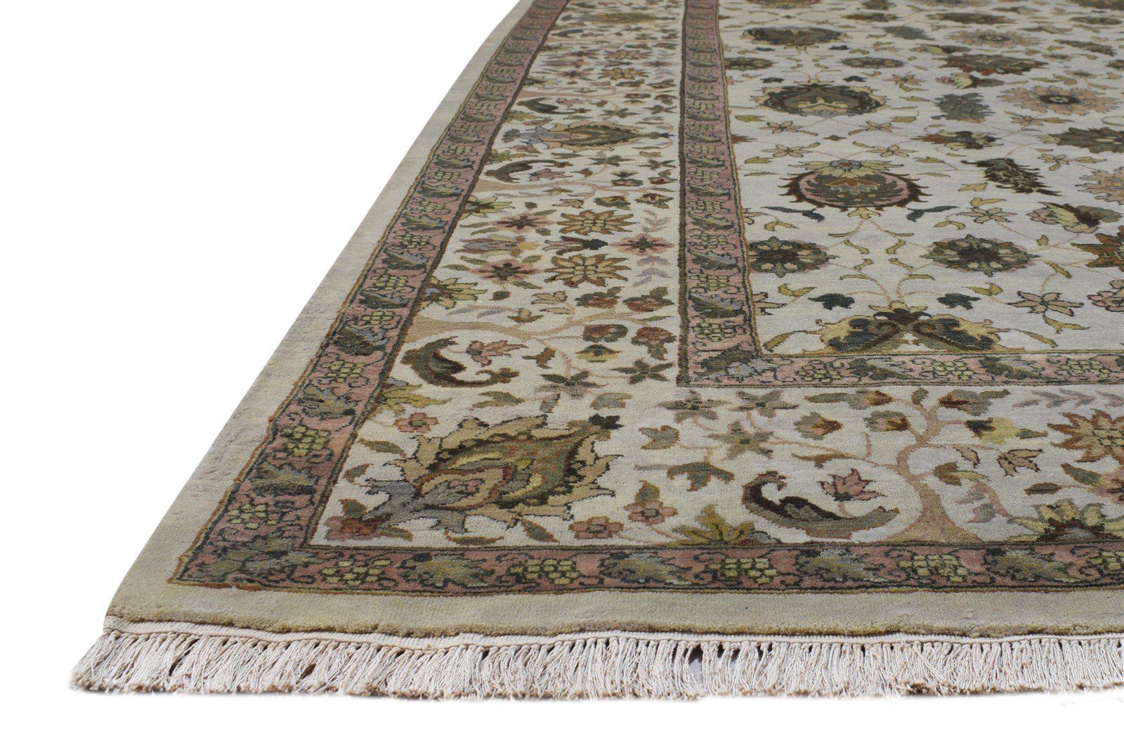 Cream Wool Rug 8' X 10' Persian Hand Knotted Kashan Oriental Large Carpet   7864651251861