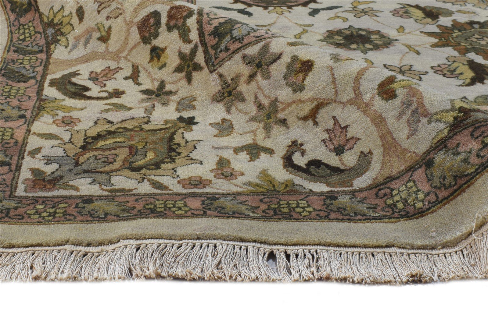 Cream Wool Rug 8' X 10' Persian Hand Knotted Kashan Oriental Large Carpet   7864651251861