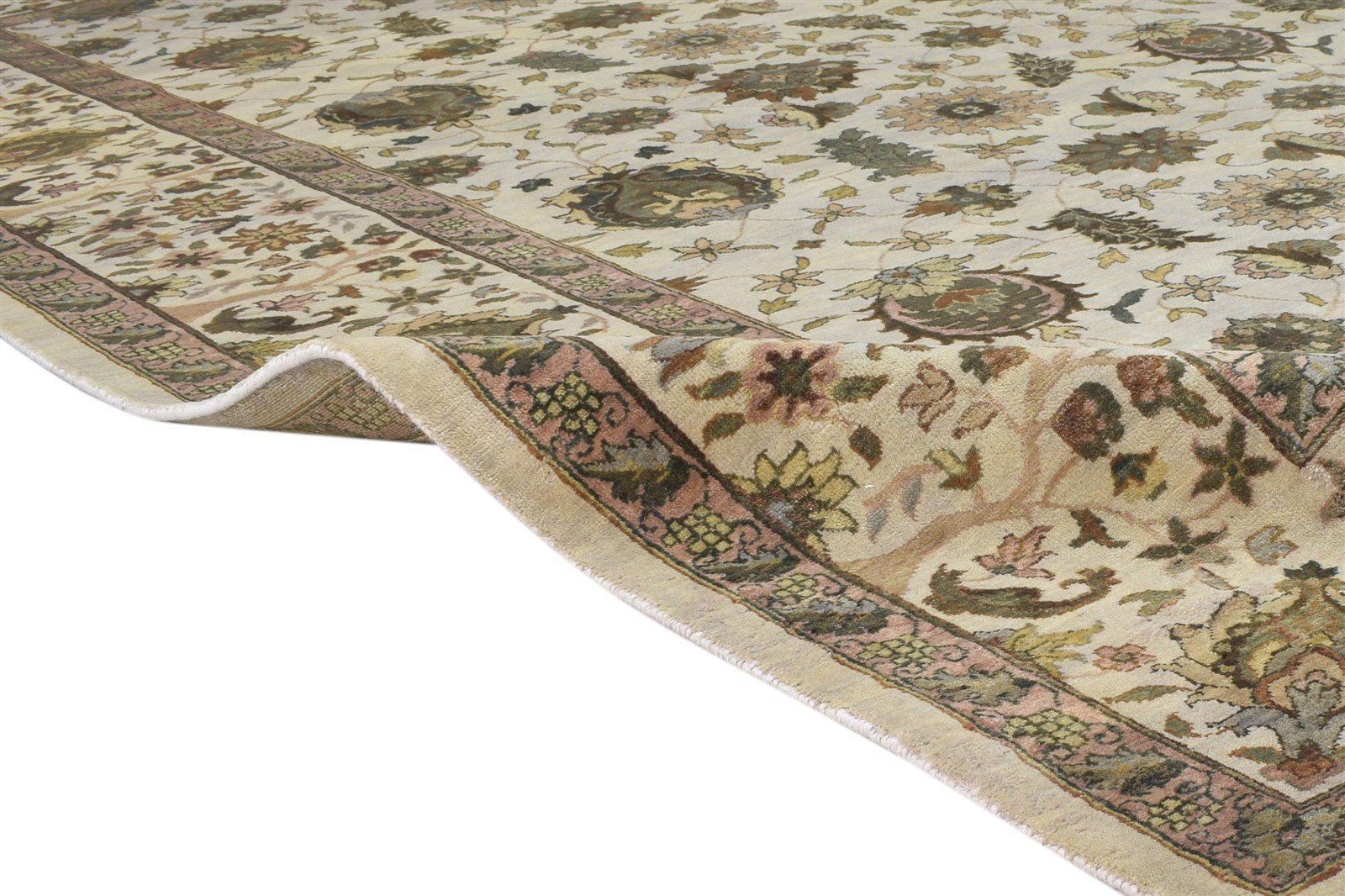 Cream Wool Rug 8' X 10' Persian Hand Knotted Kashan Oriental Large Carpet   7864651251861