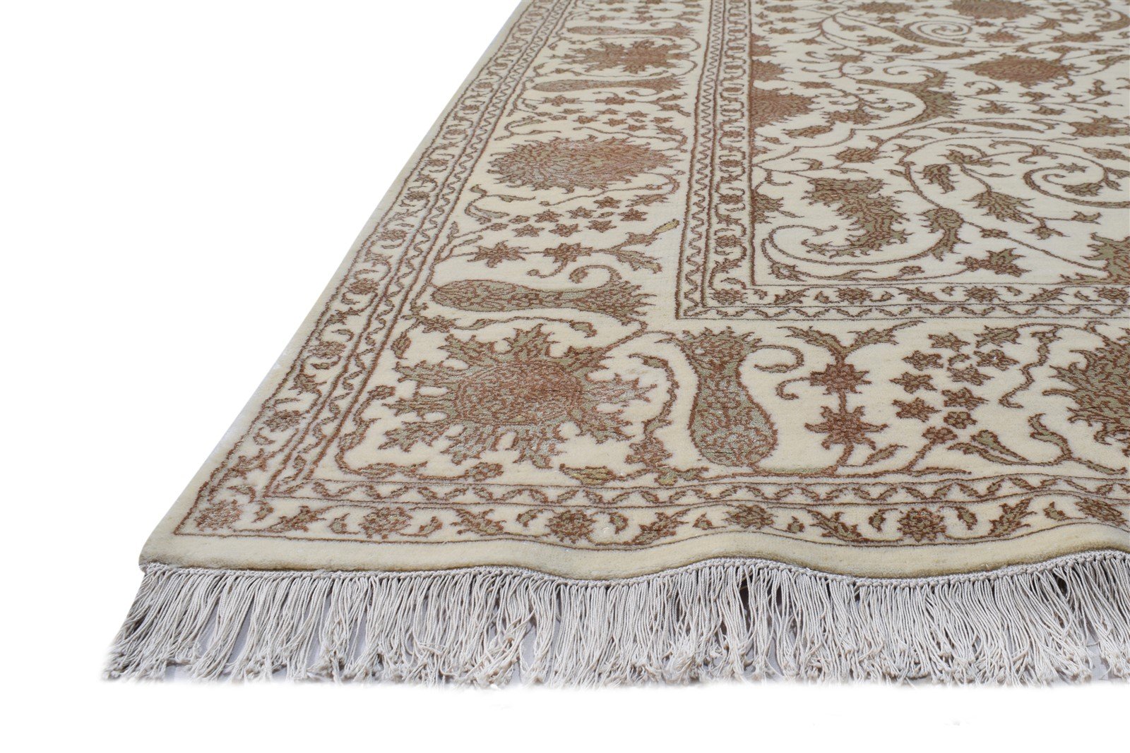 Cream Wool Rug 8' X 10' Persian Hand Knotted Tabriz Oriental Large Carpet   7864655872149